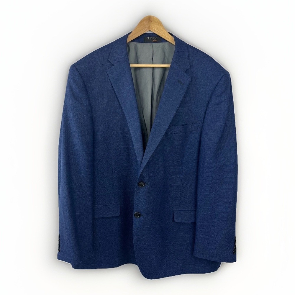 Tiglio Luxe Italian Wool Blazer Lanificio Di Biella Mens 48R Textured Sport Coat